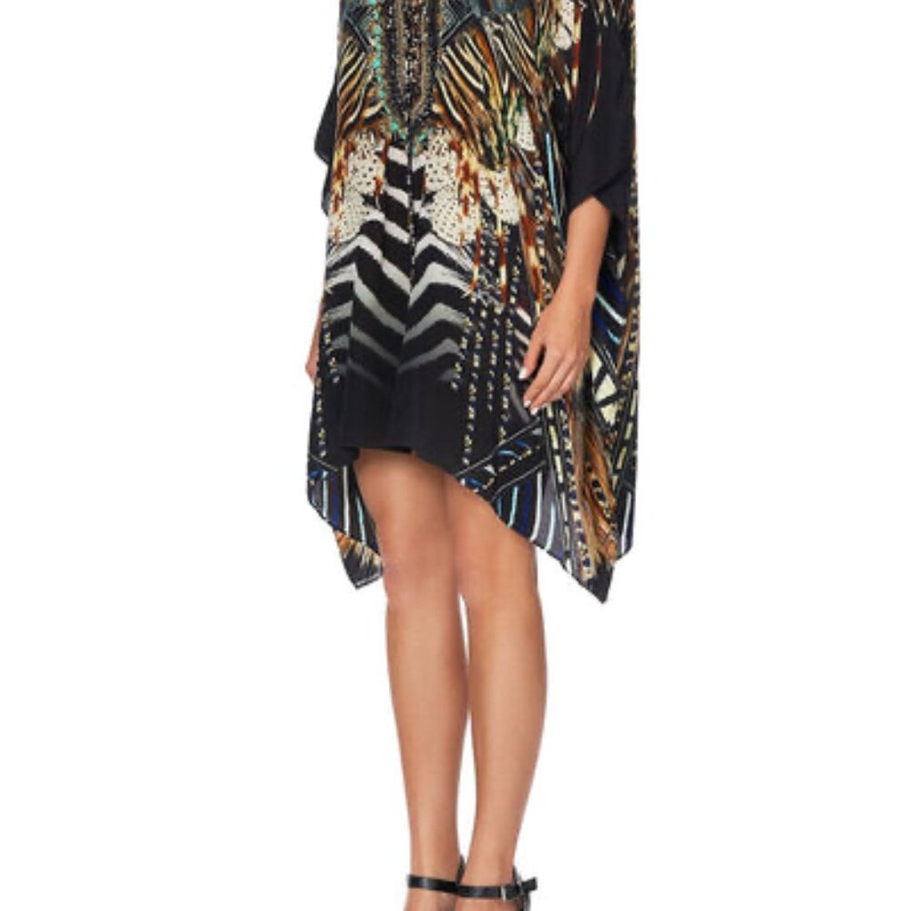CAMILLA Lost Paradise Silk Short Lace Up Kaftan | Crystal Embellished | $549 - Picture 9 of 12